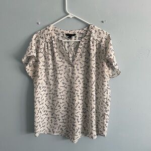 Banana Republic Cream Script Blouse